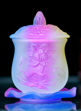 玻璃净水杯大悲水莲花圣水杯家居