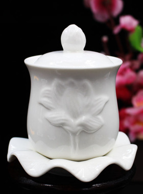 浮雕财神陶瓷家用供水杯