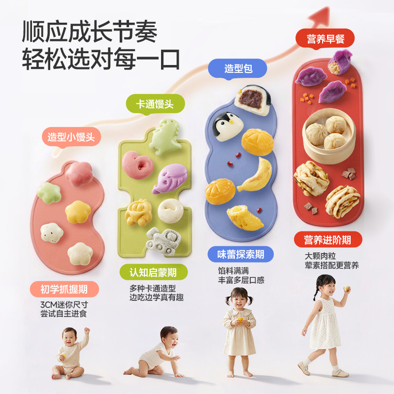 【79.9到手8件】秋田满满宝宝早餐紫薯包卡通馒头小笼包水饺速冻