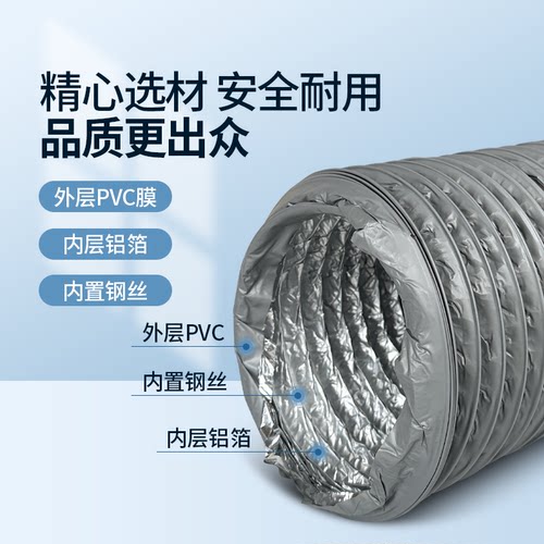 PVC铝箔管复合加厚通风软管6米伸缩管油烟机空调排风排烟管道配件 - 图3