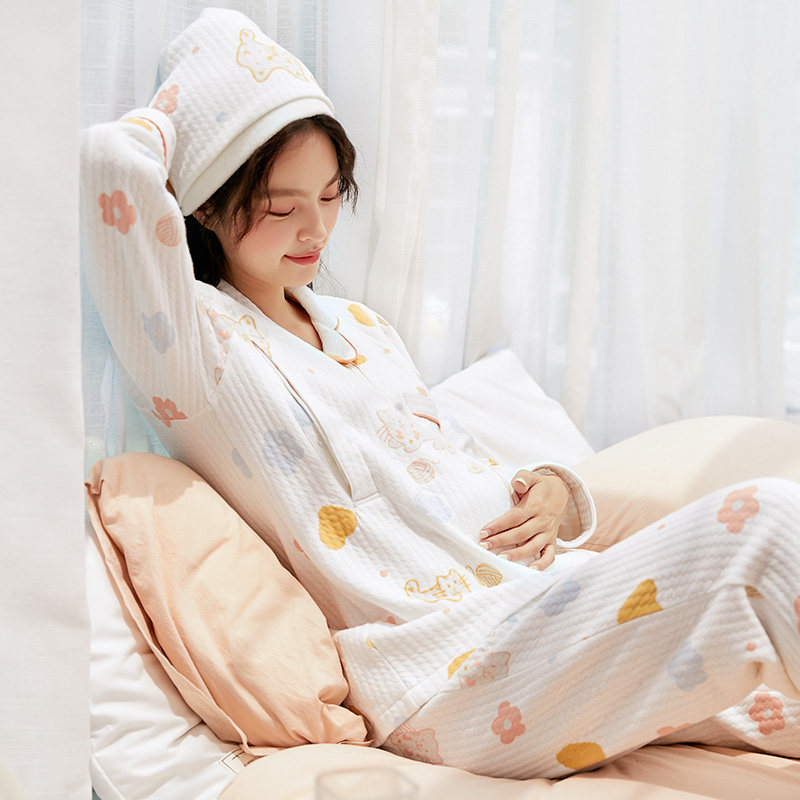 咕羊羊夹棉月子服冬季3月份睡衣 咕羊羊家居服套装
