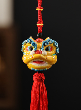 醒狮摆件国潮舞狮文创交趾陶创意陶瓷工艺品客厅酒柜装饰品家居