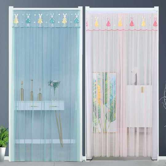 No-punch anti-mosquito screen door curtain four-season curtain bedroom partition lace fabric Velcro door curtain summer anti-mosquito