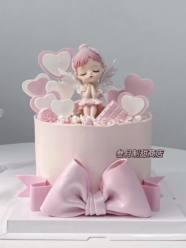 贝拉公主蛋糕装饰女孩生日蛋糕摆件安妮宝贝刺绣蝴蝶花朵蛋糕插件 - 图3