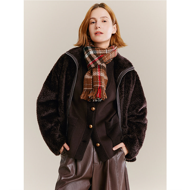 【羊皮毛一体】十二篮商场同款25冬新款两面穿年轻皮草外套女皮衣,淘宝优惠券,粉丝福利购,淘宝优惠卷