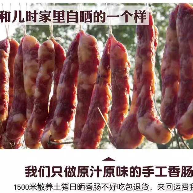 咸味手工腊肠土猪肉农家乐香肠土特产腊肉腊味风干无麻辣非烟熏 - 图2