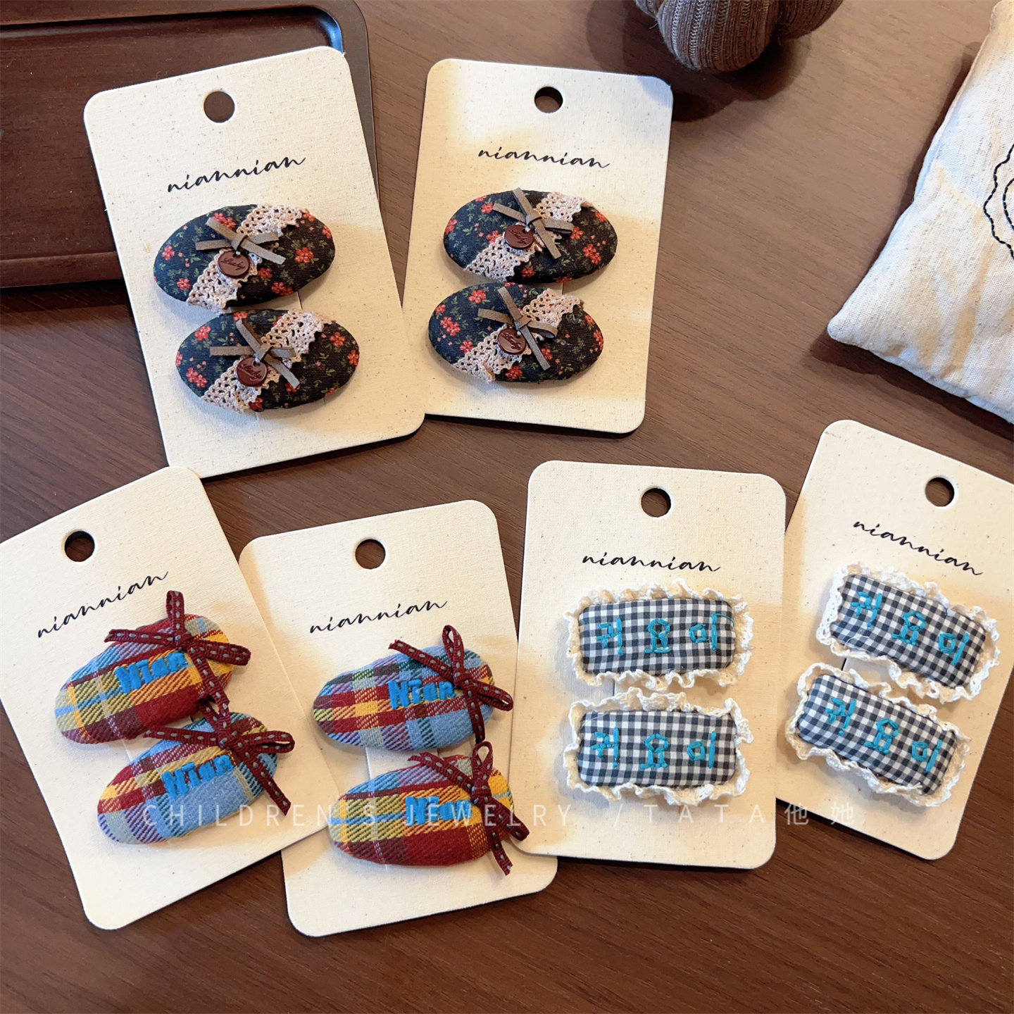 韩系ins精致布艺发夹童洋气发卡格纹碎花bb夹迷你刘海夹发饰秋冬,淘宝优惠券,粉丝福利购,淘宝优惠卷