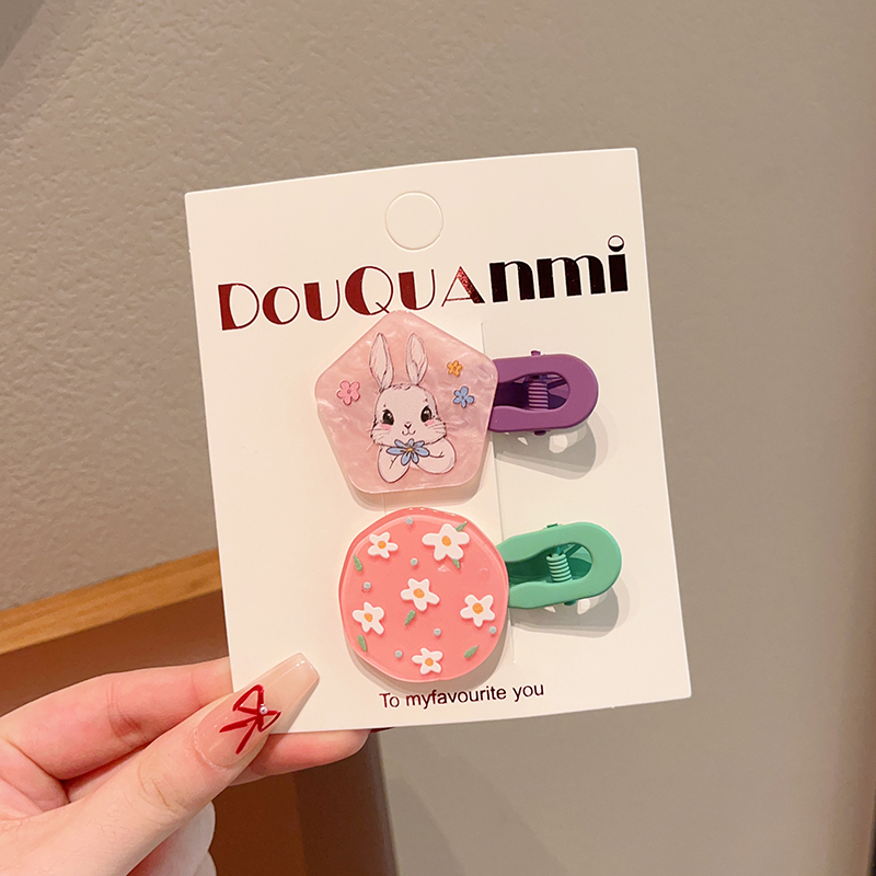 女童卡通涂鸦发卡小女孩刘海夹侧边夹子宝宝不伤发碎发夹儿童头饰 - 图1