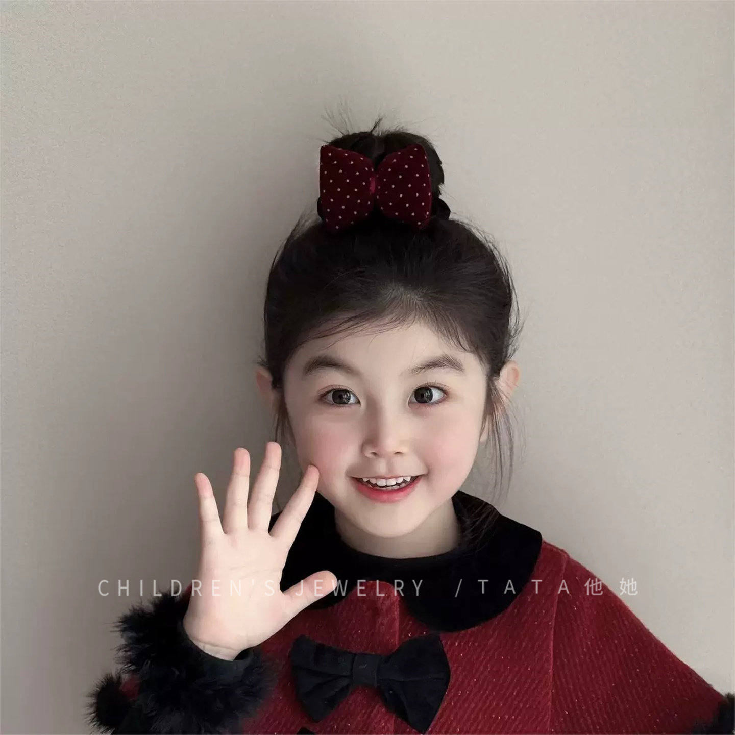 复古格纹樱桃球球小肠圈儿童波点丝绒高品质发绳小女孩扎头发皮筋,淘宝优惠券,粉丝福利购,淘宝优惠卷