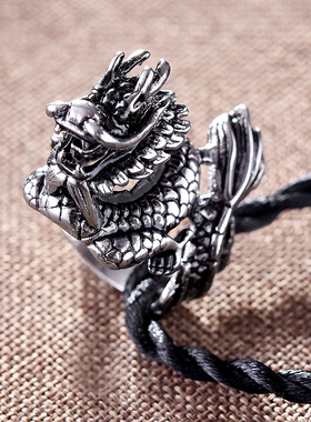 霸气潮男龙头复古戒指狼头朋克