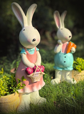 创意卡通小兔子看书树脂摆件