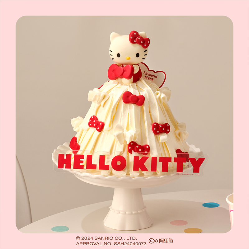 好利来Hello Kitty合作限定生日蛋糕蝴蝶结公主动物奶油同城配送 - 图2