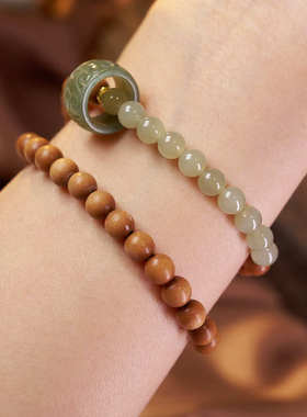 复古青山黛手链女晴水和田玉跑环