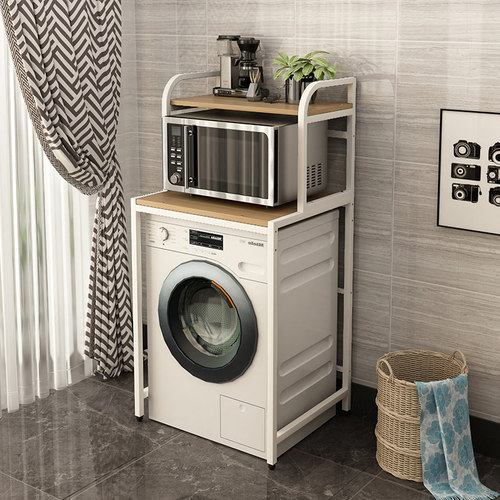 滚筒洗衣机置物架落地翻盖阳台洗衣机上方架子波轮浴室收纳储物架 - 图2