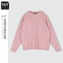2022 New Winter Exploits Fashion Foreign Gentleness Wearing a Lazy Breeze Retro Thickening Pink Lady Sweater