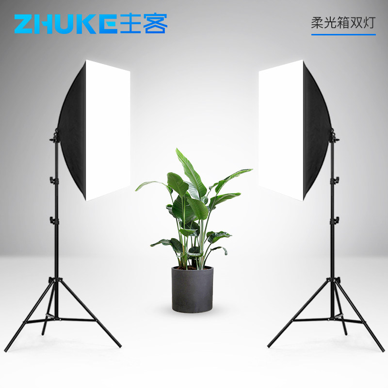 主客LED摄影灯85w双灯套装柔光箱服装常亮灯拍摄主播直播美颜拍照灯补光打光灯摄像单反影视灯光小型摄影棚_虎窝淘