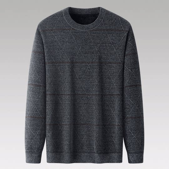 Men's diamond check plus velvet thickened chenille bottoming shirt