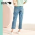 UGIZ2019 mùa thu mới phiên bản Hàn Quốc của cơ thể phụ nữ giảm béo thẳng quần jeans dài UCQC140-7 - Quần jean Quần jean