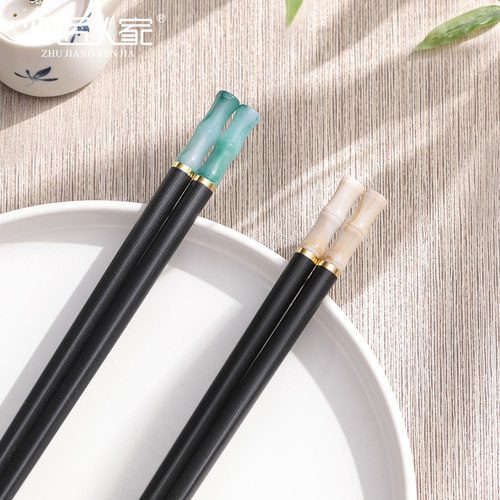 中国风竹节合金筷子家用2024新款高档抗菌防霉家庭防滑耐高温快子 - 图2