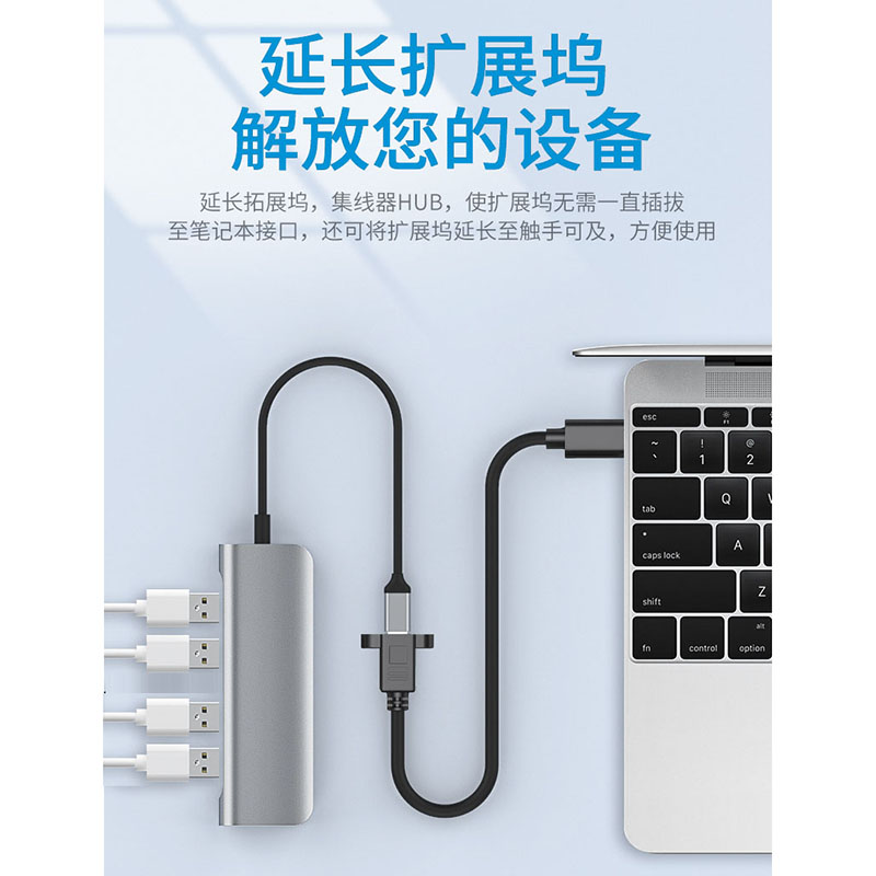 域能 type-c延长线usb3.1公对母带耳朵螺丝孔可固定数据充电线拓展坞USB2.0加长micro转Type-C接U盘键鼠 - 图2