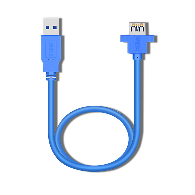 域能 USB3.0延长线带耳朵公对母螺丝孔固定机箱柜挡板手机充电无线网卡打印机电脑连接键盘U盘鼠标加长数据线 - 图0