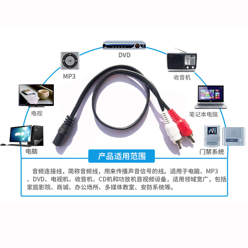 域能 3.5mm母转2RCA双莲花公红白音频头电视耳机音箱AV转接线 - 图1