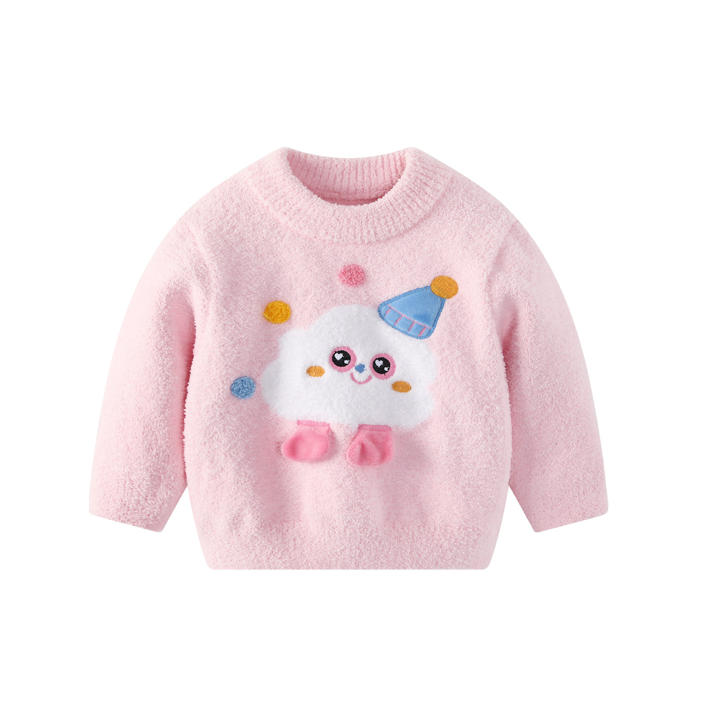 波步婴儿半边绒套装冬装加绒毛衣女宝宝加厚家居服儿童秋冬款衣服,淘宝优惠券,粉丝福利购,淘宝优惠卷