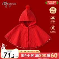 Baby cloak cape autumn winter out to suit female baby red gown cloak girl windproof toddler winter coat