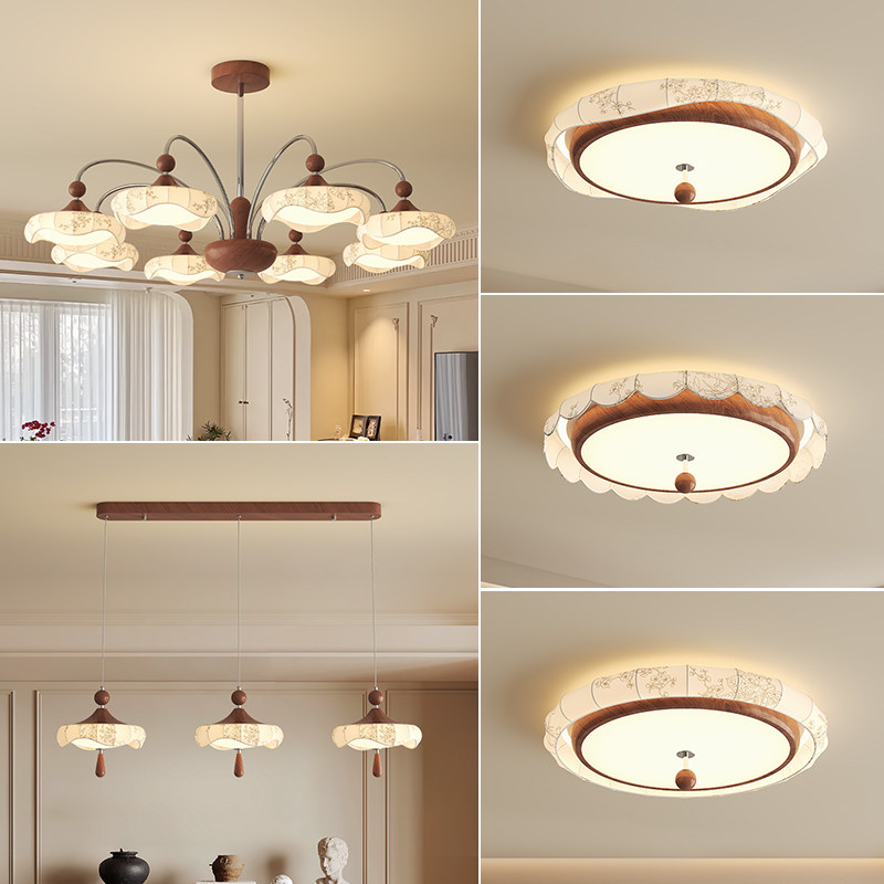 Medieval French printed fabric living room chandelier