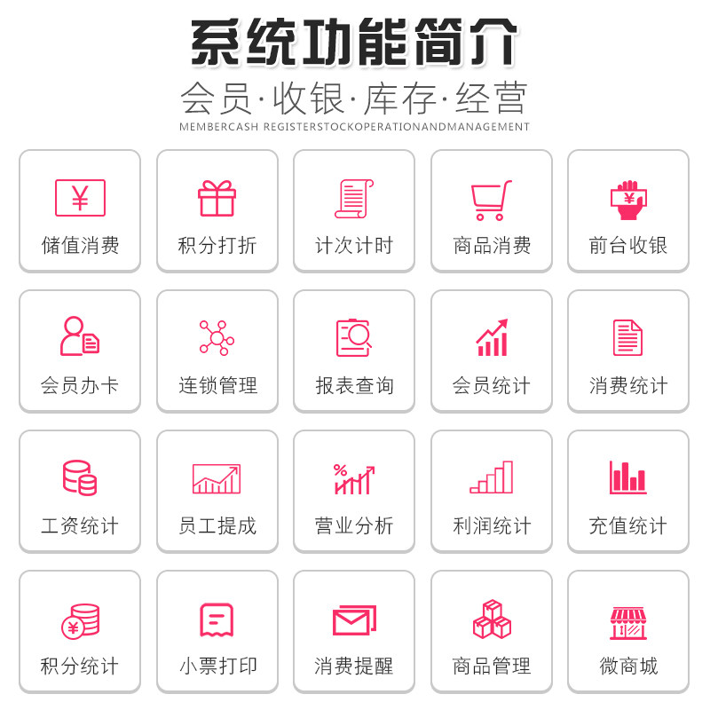 服装店收银系统软件微信小程序电子会员卡管理系统女装店扫码收款收银机进销存管理系统消费积分充储值一体机