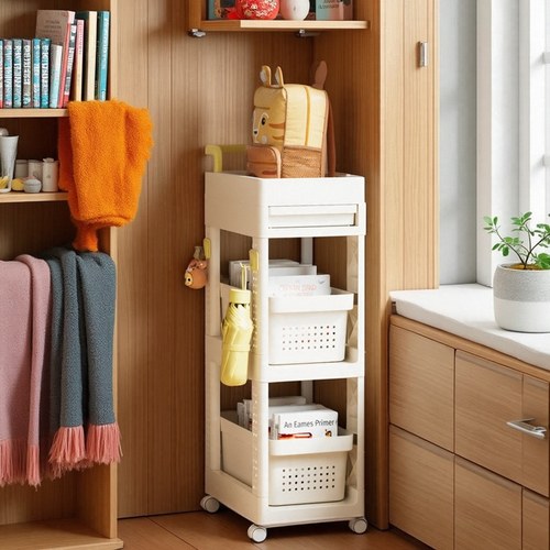 书包置物架可移动多层小推车落地学生放桌边书架桌下书本收纳神器 - 图0