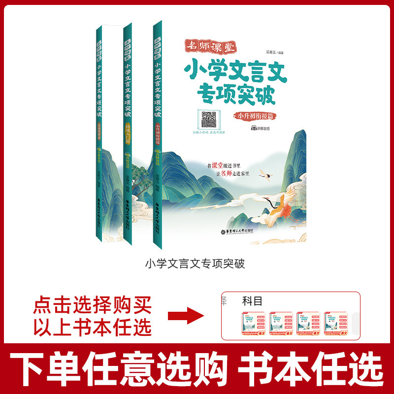 名师课堂小学文言文专项突破 快速入门+小升初衔接+高效进阶篇赠音频 小学生3456三四五六年级小升初语文文言文课外阅读拓展训练书