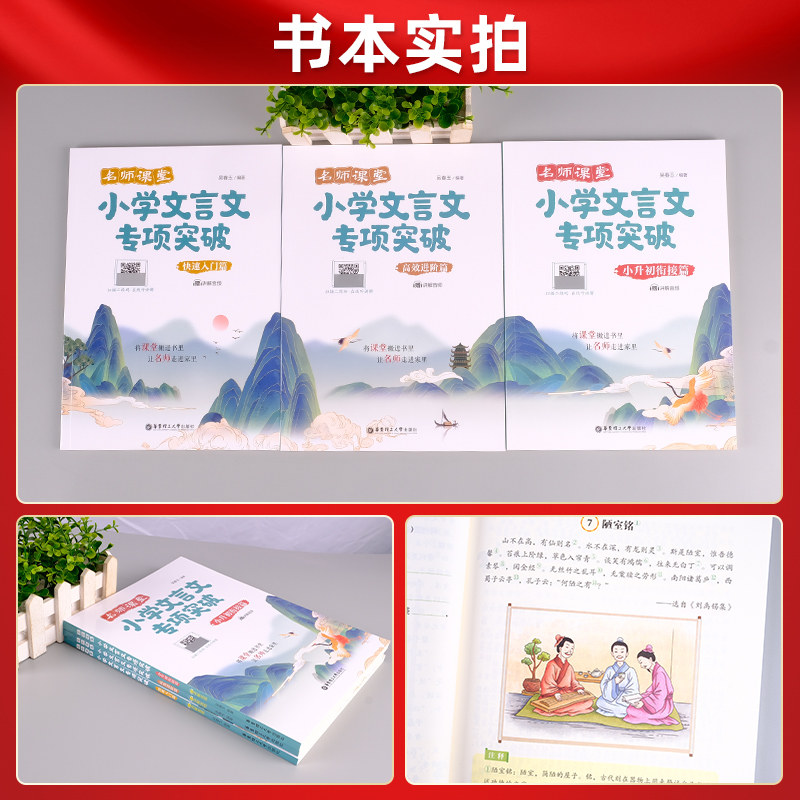 名师课堂小学文言文专项突破 快速入门+小升初衔接+高效进阶篇赠音频 小学生3456三四五六年级小升初语文文言文课外阅读拓展训练书