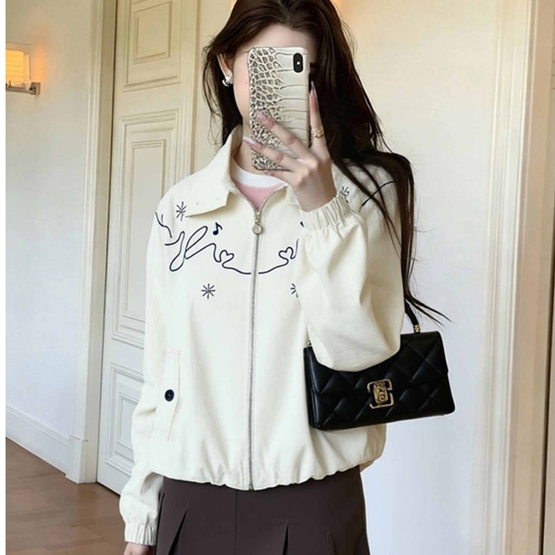 韩版高级小众不撞款白色翻领外套女2026年新款小个子宽松休闲上衣,淘宝优惠券,粉丝福利购,淘宝优惠卷