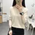 Áo len nữ mùa thu mới 2019 áo len nữ đính cườm phiên bản Hàn Quốc của áo ngắn cổ tròn dệt kim mỏng đan đáy - Áo / áo thun áo cổ lọ Áo / áo thun