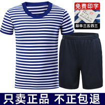 Sea Soul Jersey Mens Summer Fitness Training Suit Quick Dry Breathable Military Fan T-Shirt Male Blue White Stripes For Training Short Sleeves