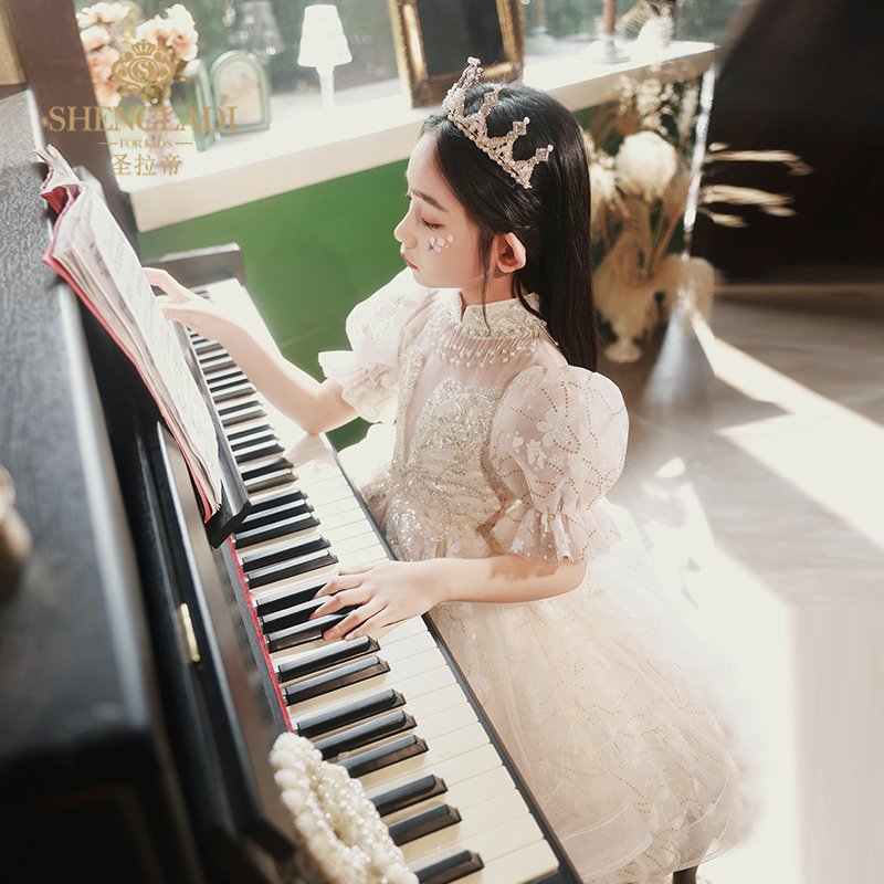 儿童礼服公主裙洋气高端花童婚礼女童钢琴演奏主持人走秀演出服春