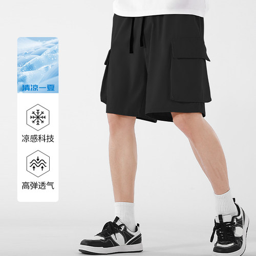 班尼路户外运动短裤男款夏季宽松休闲工装五分裤男士登山速干裤A - 图0