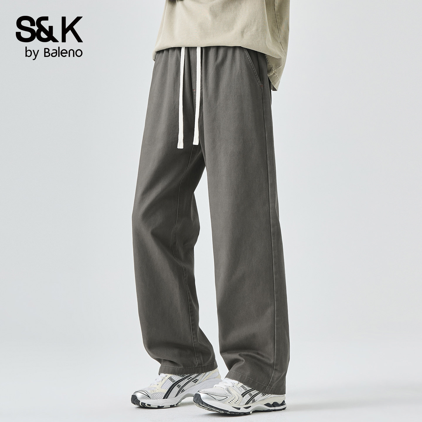 班尼路SK简约纯棉运动风直筒休闲裤男秋季宽松抽绳百搭潮牌长裤YS,淘宝优惠券,粉丝福利购,淘宝优惠卷