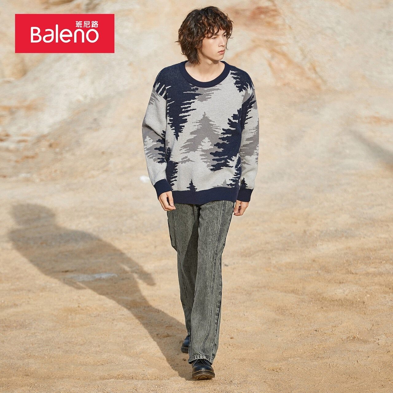 班尼路秋冬新款休闲北极绒男针织衫 baleno班尼路针织衫/毛衣