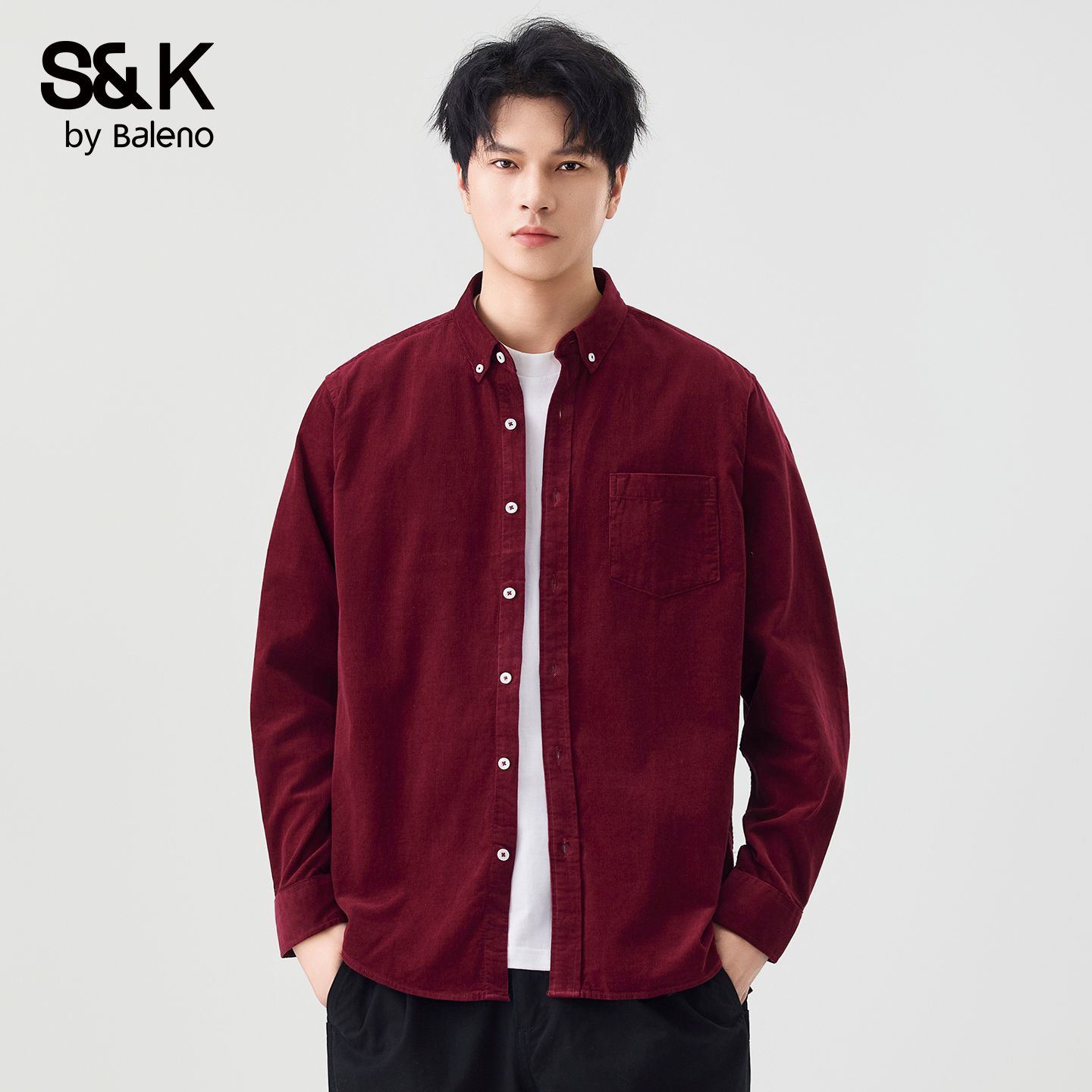 班尼路SK衬衫男士2025秋季新款港风痞帅潮流宽松纯棉长袖外套男MS - 图1