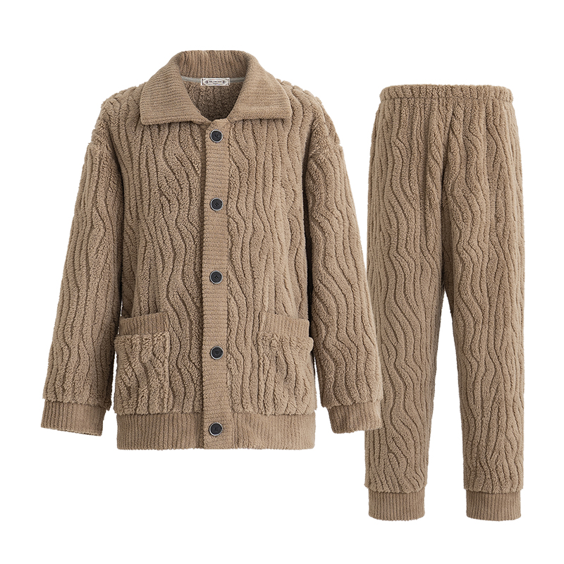 男士秋冬款冬季珊瑚绒加绒睡衣 恩彩睡衣/家居服套装