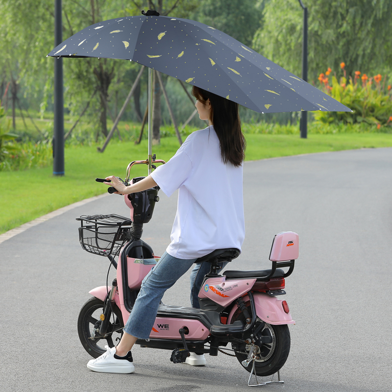 电动车遮阳伞踏板摩托车自行车三轮车雨棚蓬黑胶防晒防紫外线雨伞 - 图1