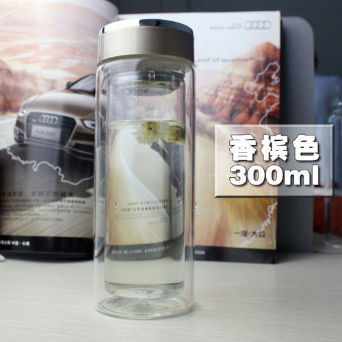 双层玻璃杯办公室茶杯带盖礼品杯定制广告杯水杯子定做印字印logo - 图1