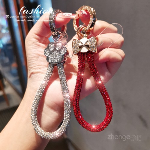 双域满钻指环手机挂绳ins女士精致高级感拇指绳挂件小吊绳户外旅游逛街防丢防盗手提链带子好看手机壳挂链新 - 图2