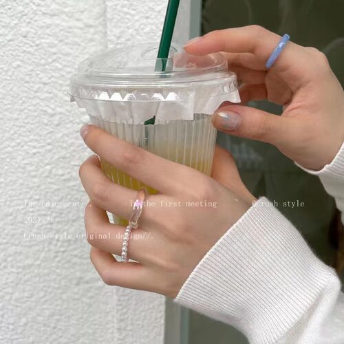 亚克力珍珠戒指套装女小众食指戒韩系指环法式复古冷淡风高级感设 - 图0