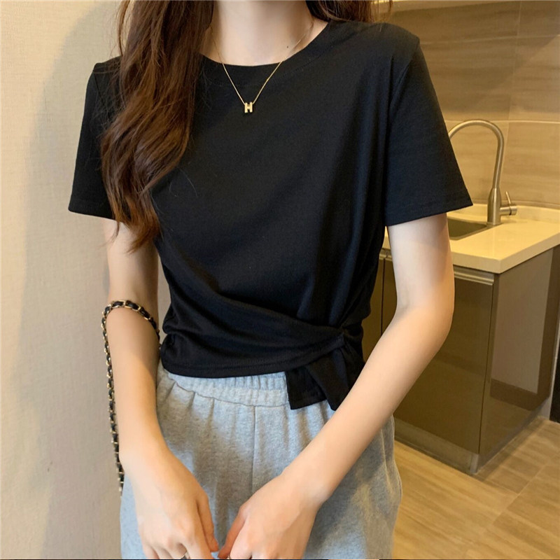 150cm小个子穿搭短袖圆领t恤女145娇小矮个子
