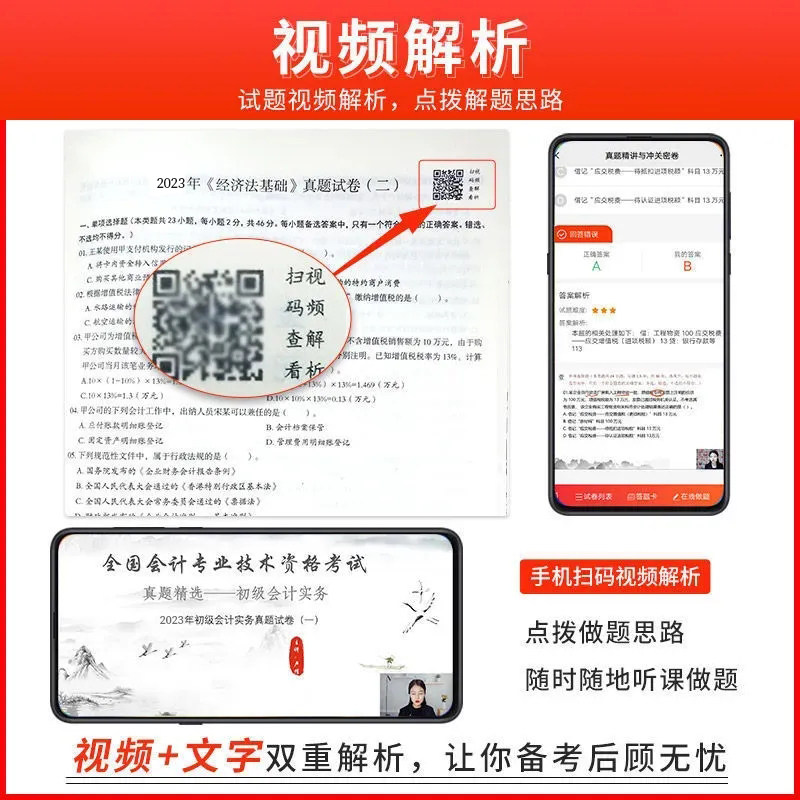 3年真题】备考2024初级会计历年真题试卷2023年考试题库教材配套习题视频答案解析实务和经济法基础职称考试模拟题中欣会计教练