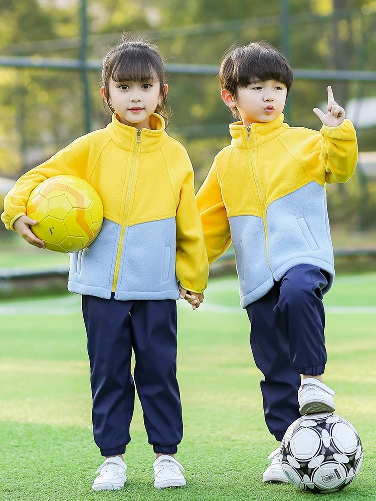 小学生校服秋冬套装幼儿园服冲锋衣三件套春秋冬装一年级儿童班服