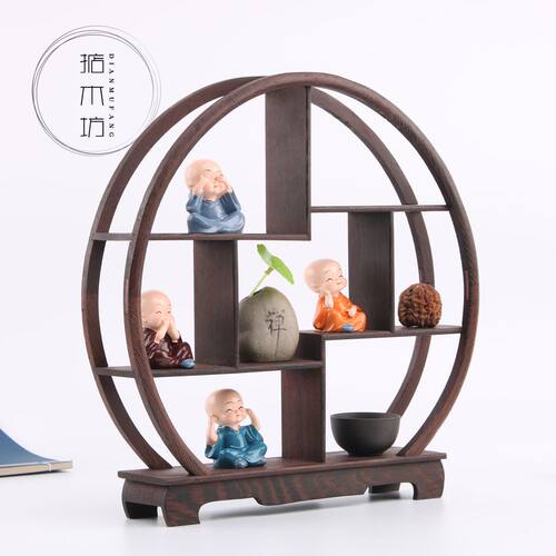 博古架小鸡翅木多宝格展示架紫砂壶茶壶红木摆件架子小博古架实木 - 图1